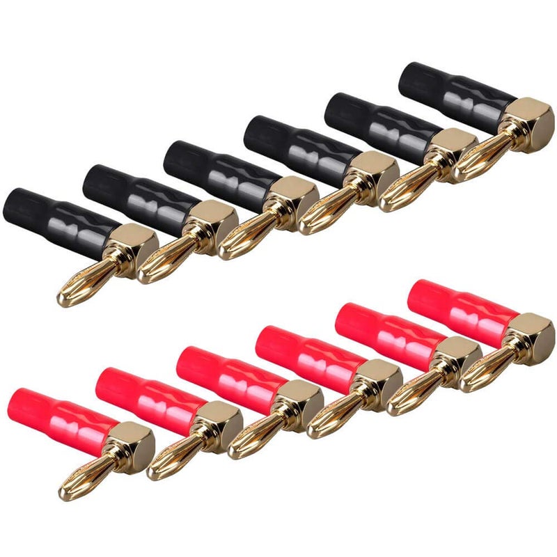 Goaycer 4mm Banana Plugs Right Angle 6 Pairs, 24k Gold Plated 90 Degree Speaker Connector (12Pcs) - Image 4